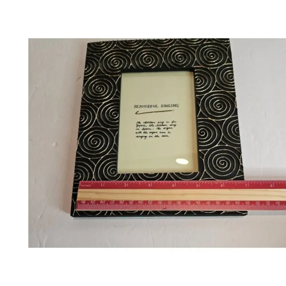 Frame Rejoiceful Singing Photo Frame Whimsical Brass Stone Look MCM holds 3.5x5